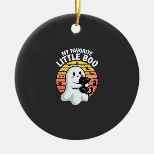 Halloween Geest Kleine Boe Kat Keramisch Ornament (Voorkant)