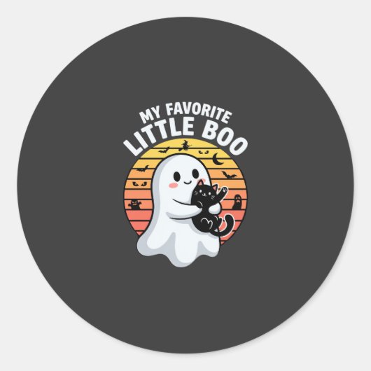 Halloween Geest Kleine Boe Kat Ronde Sticker (Voorkant)