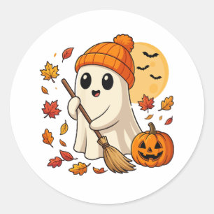 Halloween Geest Koffie Pompoen Griezelig Seizoen V Ronde Sticker