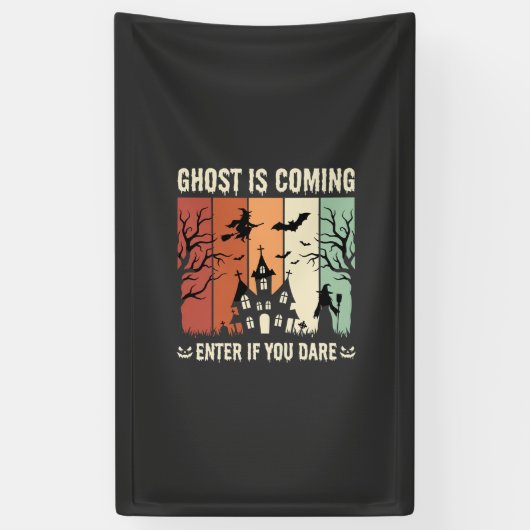 Halloween Geest Komt Spokenhuis Spandoek (Verticaal)