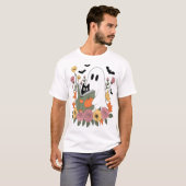 Halloween Geest Lezen Boek Kat T-shirt (Voorkant volledig)