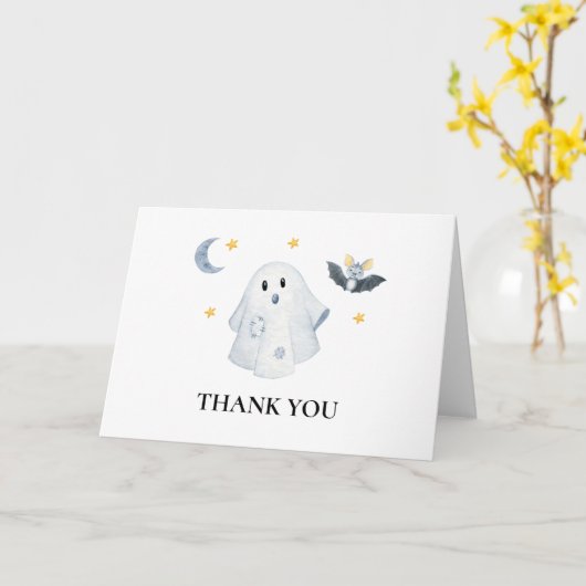 Halloween Geest Little Boo Baby Shower Bedankt Kaart (Gele Bloem)
