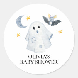 Halloween Geest Little Boo Baby Shower Ronde Sticker