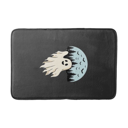 Halloween Geest Maan Bos Ontwerp_1 Badmat (Voorkant)