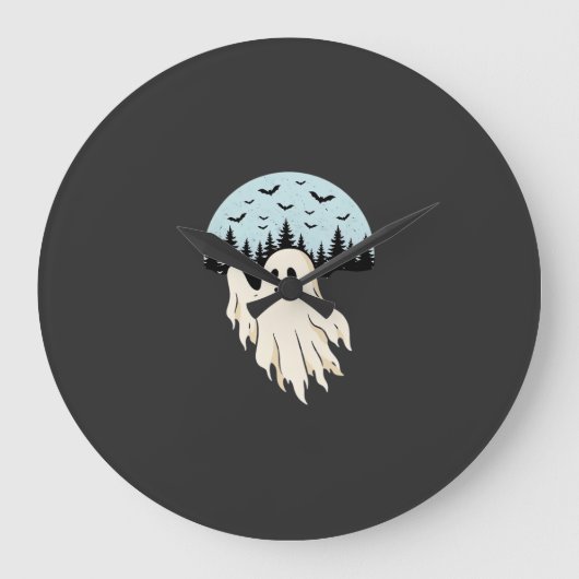 Halloween Geest Maan Bos Ontwerp_1 Grote Klok (Voorkant)