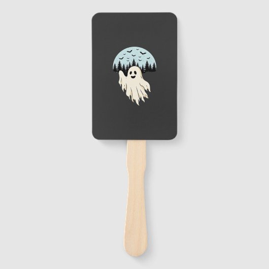 Halloween Geest Maan Bos Ontwerp_1 Handwaaier (Voorkant)