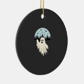 Halloween Geest Maan Bos Ontwerp_1 Keramisch Ornament (Rechts)