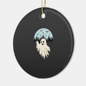 Halloween Geest Maan Bos Ontwerp_1 Keramisch Ornament (Links)