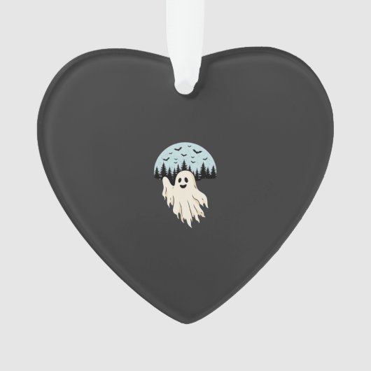 Halloween Geest Maan Bos Ontwerp_1 Ornament (voorkant)
