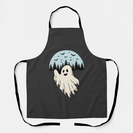 Halloween Geest Maan Bos Ontwerp_1 Schort (Voorkant)