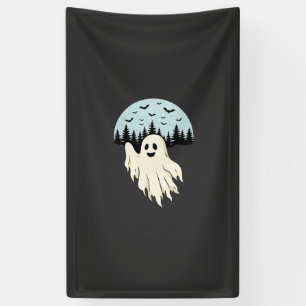 Halloween Geest Maan Bos Ontwerp_1 Spandoek