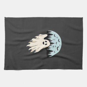 Halloween Geest Maan Bos Ontwerp_1 Theedoek