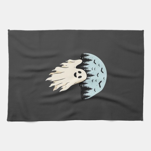 Halloween Geest Maan Bos Ontwerp_1 Theedoek (Horizontaal)