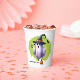 HALLOWEEN Geest Met Een Heksenhoed En Een Pompoen Papieren Bekers
