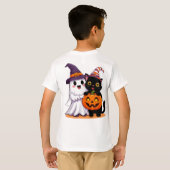 Halloween Geest Met Pompoen Kat 👻 T-shirt (Achterkant volledig)