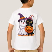 Halloween Geest Met Pompoen Kat 👻 T-shirt (Achterkant)