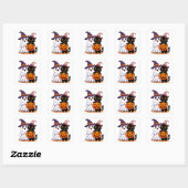 Halloween Geest Met Pompoen Kat 👻 Vierkante Sticker (Vel)