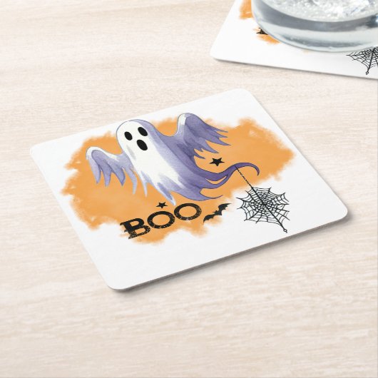 HALLOWEEN Geest Met Spinnenweb Kartonnen Onderzetters (Schuin)