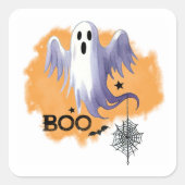 HALLOWEEN Geest Met Spinnenweb Vierkante Sticker (Voorkant)