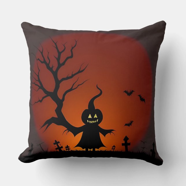 Halloween Geest met Vleermuizen en Volle Maan Kussen (Voorkant)