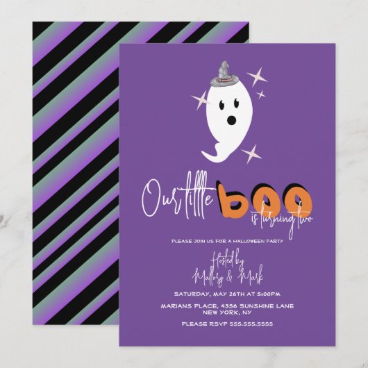 Halloween Geest Onze Kleine Boe Uitnodiging (Voorkant / Achterkant)