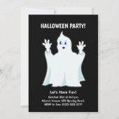 Halloween Geest op Zwarte Uitnodiging (Voorkant)