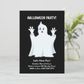 Halloween Geest op Zwarte Uitnodiging (Staand voorkant)