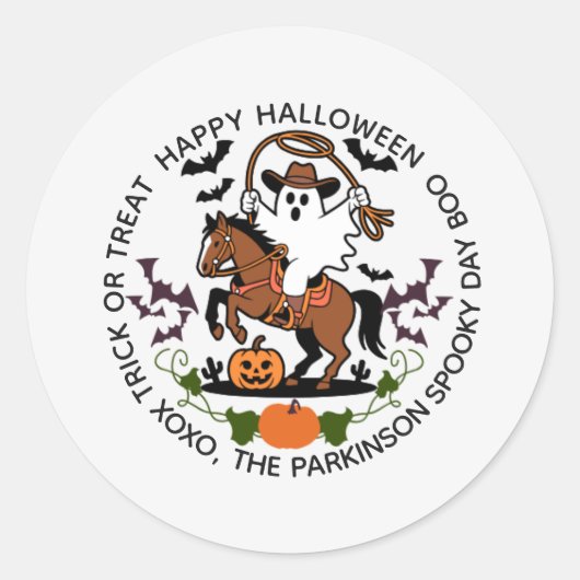 Halloween Geest & Paard Ronde Sticker (Voorkant)