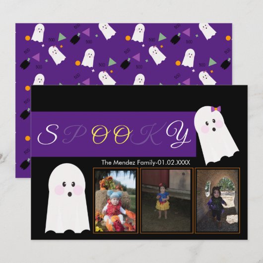 Halloween Geest Patroon Collage Foto Kaart (Voorkant / Achterkant)