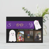 Halloween Geest Patroon Collage Foto Kaart (Staand voorkant)