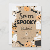 Halloween Geest Pompoen 7e Verjaardagsfeestje Kaart (Voorkant)