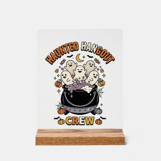 Halloween Geest Pompoen Crew Acryl Bord (Voorkant)