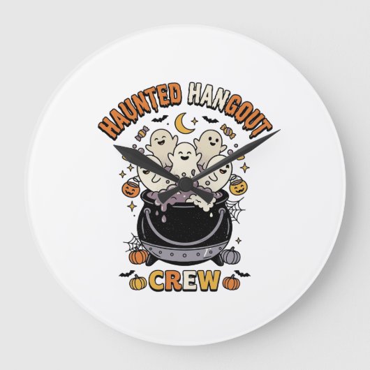 Halloween Geest Pompoen Crew Grote Klok (Voorkant)