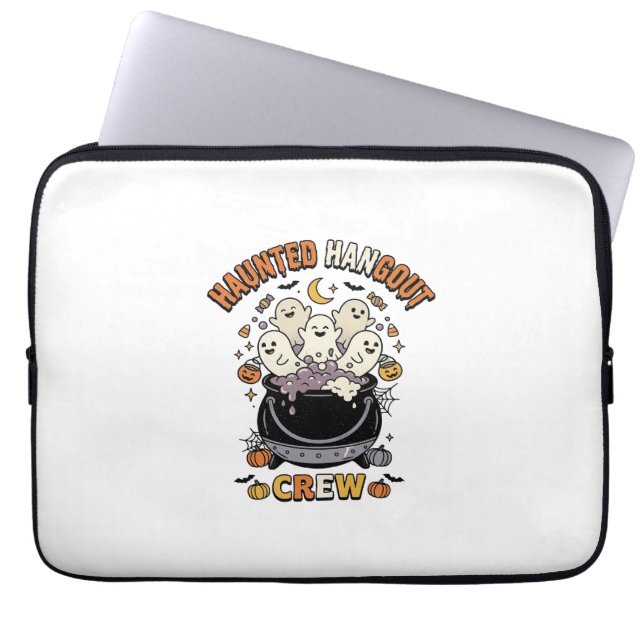 Halloween Geest Pompoen Crew Laptop Sleeve (Voorkant)