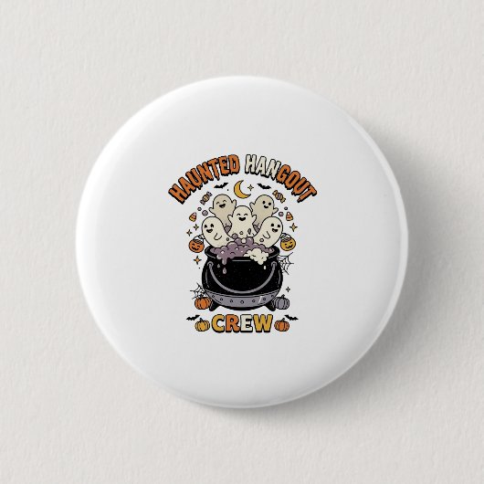 Halloween Geest Pompoen Crew Ronde Button 5,7 Cm (Voorkant)