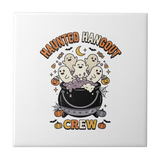 Halloween Geest Pompoen Crew Tegeltje (Voorkant)