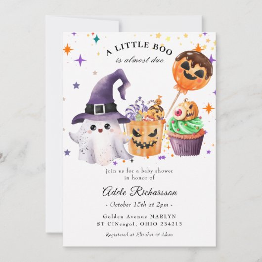 Halloween Geest Pompoen Cupcake Kaart (Voorkant)