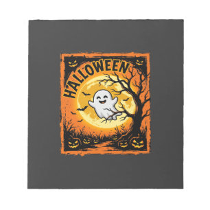 Halloween Geest Pompoen Geheime Boom Notitieblok