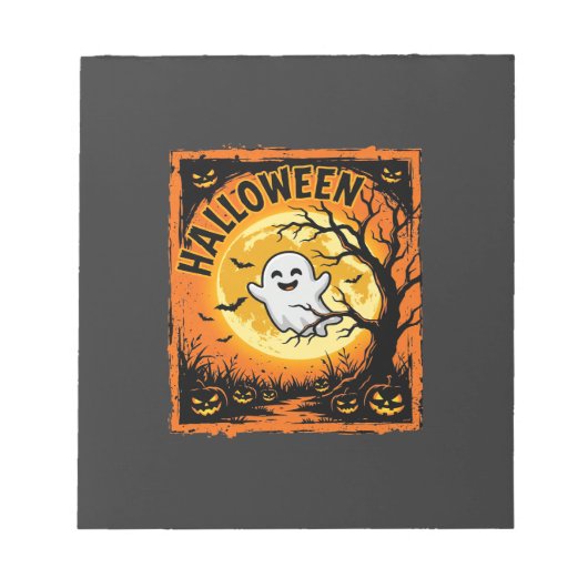 Halloween Geest Pompoen Geheime Boom Notitieblok (Voorkant)