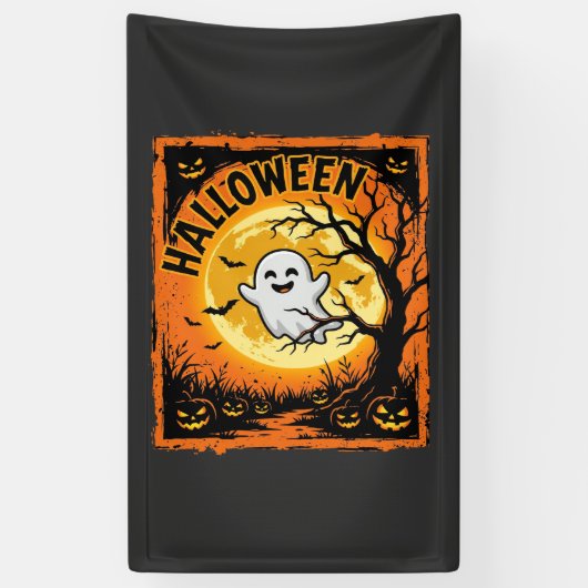 Halloween Geest Pompoen Geheime Boom Spandoek (Verticaal)
