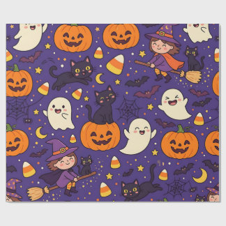 Halloween Geest Pompoen Heks Inpakpapier
