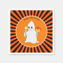 Halloween Geest & Pompoen op Zwart & Oranje Servet