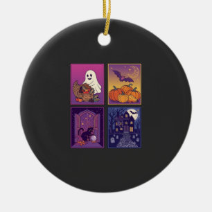 Halloween Geest Pompoenen Zwarte Kat Spookhuis B Keramisch Ornament