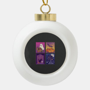 Halloween Geest Pompoenen Zwarte Kat Spookhuis B Keramische Bal Ornament