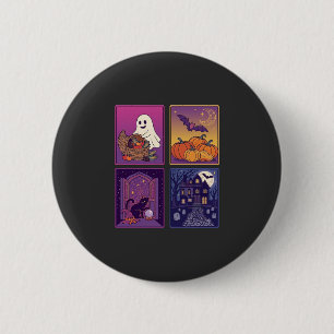 Halloween Geest Pompoenen Zwarte Kat Spookhuis B Ronde Button 5,7 Cm