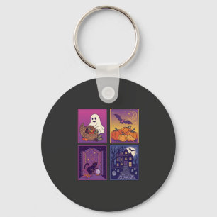 Halloween Geest Pompoenen Zwarte Kat Spookhuis B Sleutelhanger