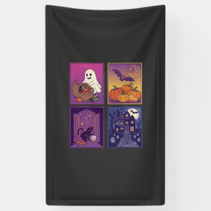 Halloween Geest Pompoenen Zwarte Kat Spookhuis B Spandoek