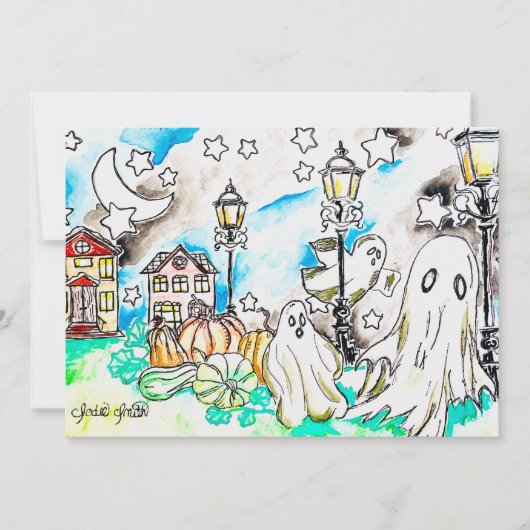 Halloween Geest Print Feestdagenkaart (Voorkant)