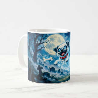 Halloween Geest Pug Boven Maanverlichte Begraafpla Koffiemok