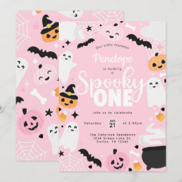 Halloween Geest Roze 1e Verjaardagsfeestje Kaart
